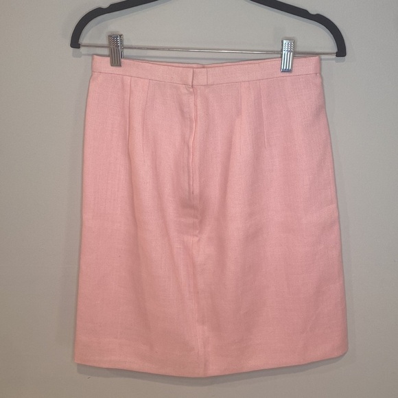 Miss O by Oscar de la Renta Vintage Pink Linen Skirt Suit Set - Picture 8 of 10